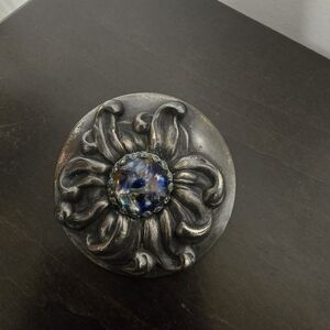Elegant Silver and Blue Floral Brooch